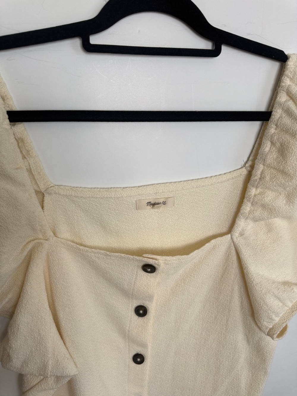 Madewell Cream Square-Neck Puff Sleeve Button Top - Picture 4 of 6